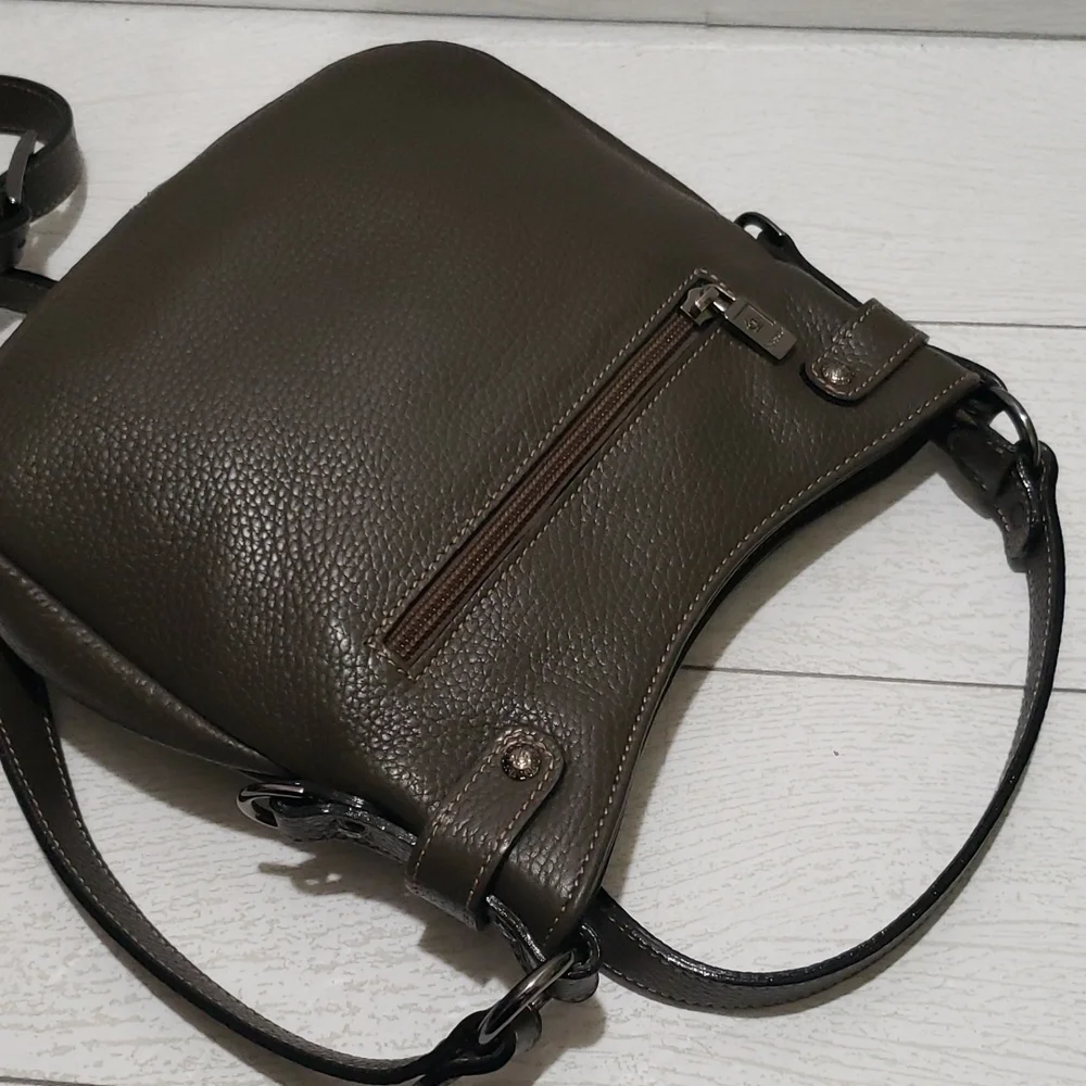 Nobody pebble leather dark green grey crossbody bag